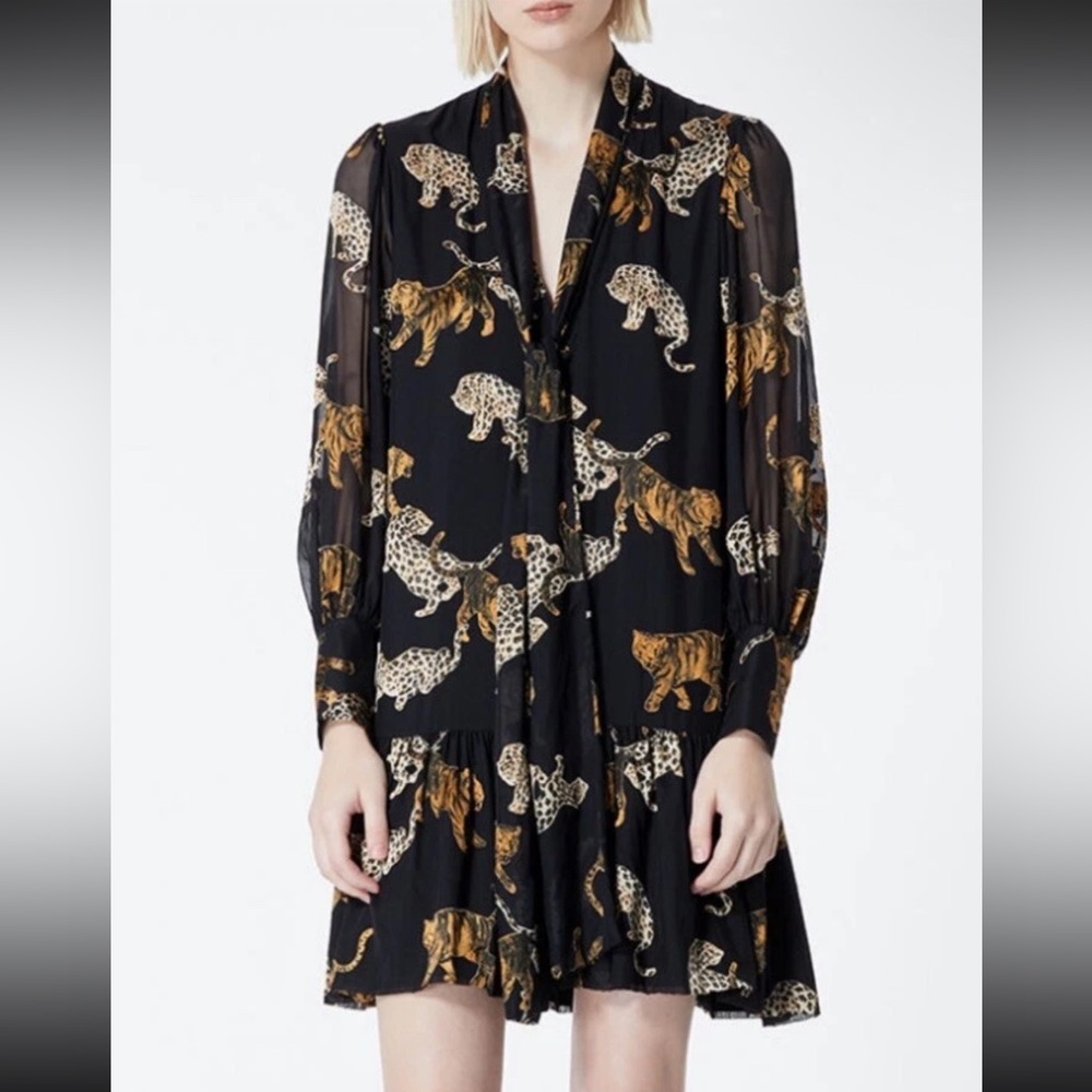 The Kooples Black Animal Fever Burn Out dress